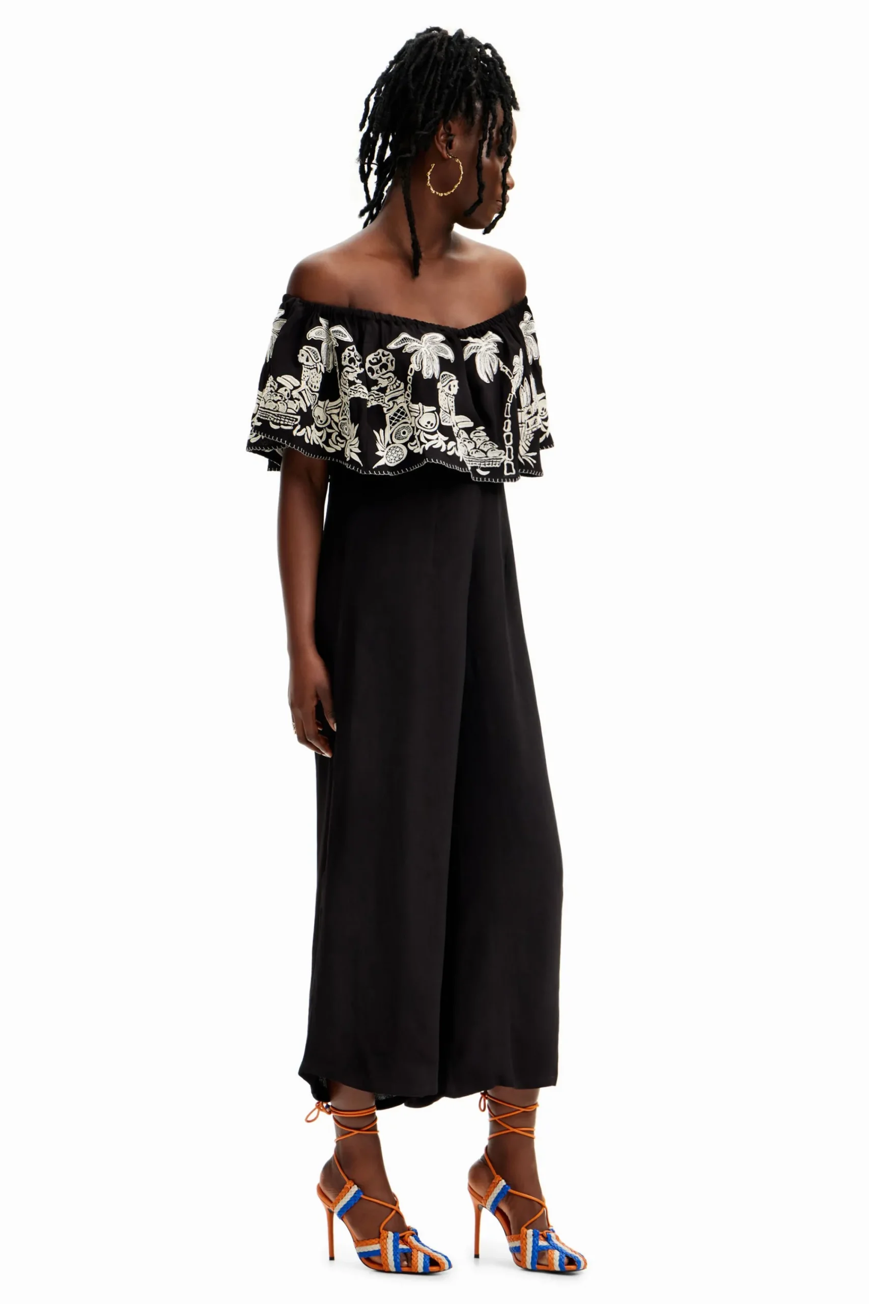 Pantalones-Desigual Mono midi palmeras Stella Jean
