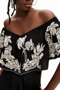 Pantalones-Desigual Mono midi palmeras Stella Jean