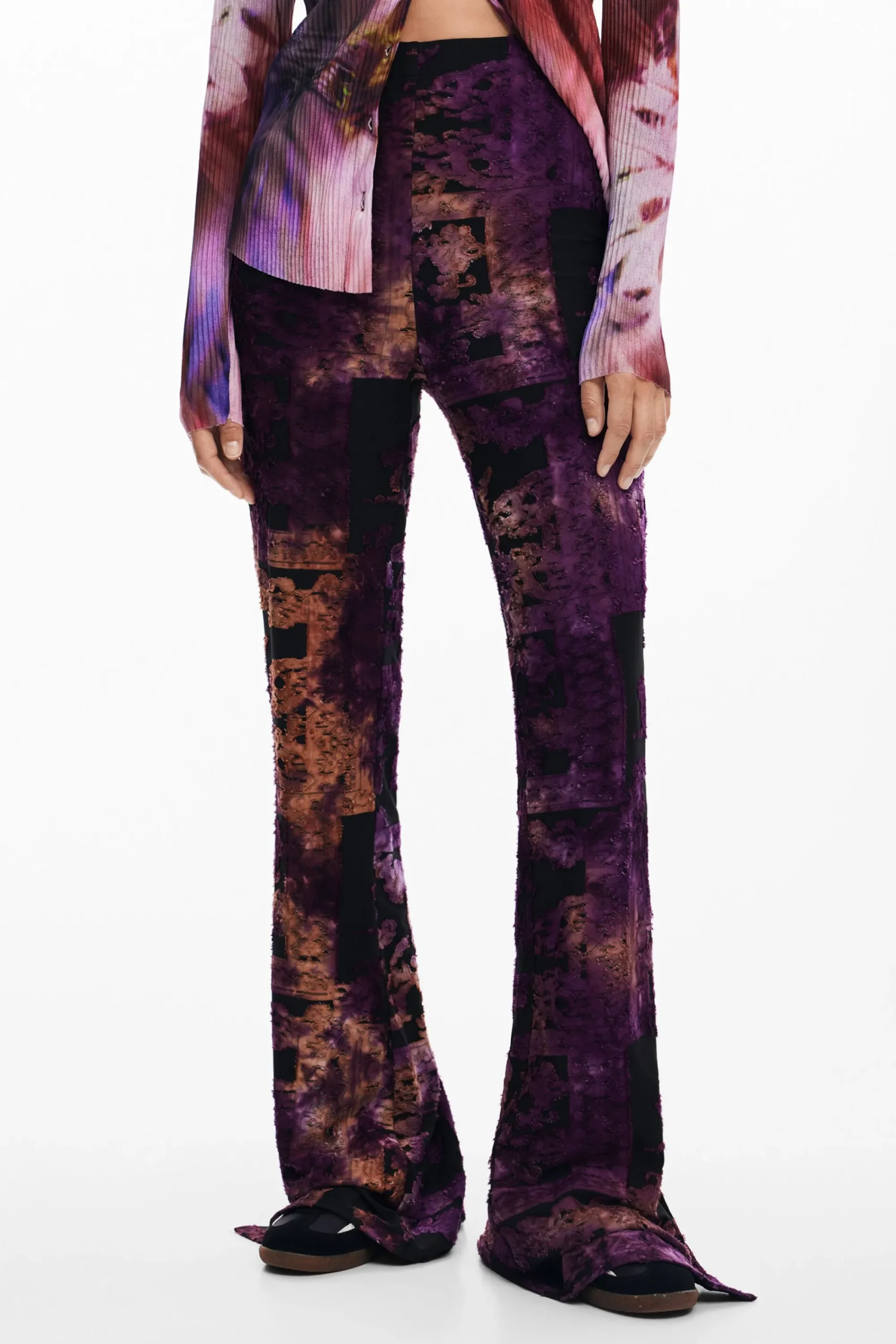 Pantalones-Desigual Pantalón campana devoré