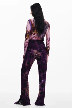 Pantalones-Desigual Pantalón campana devoré