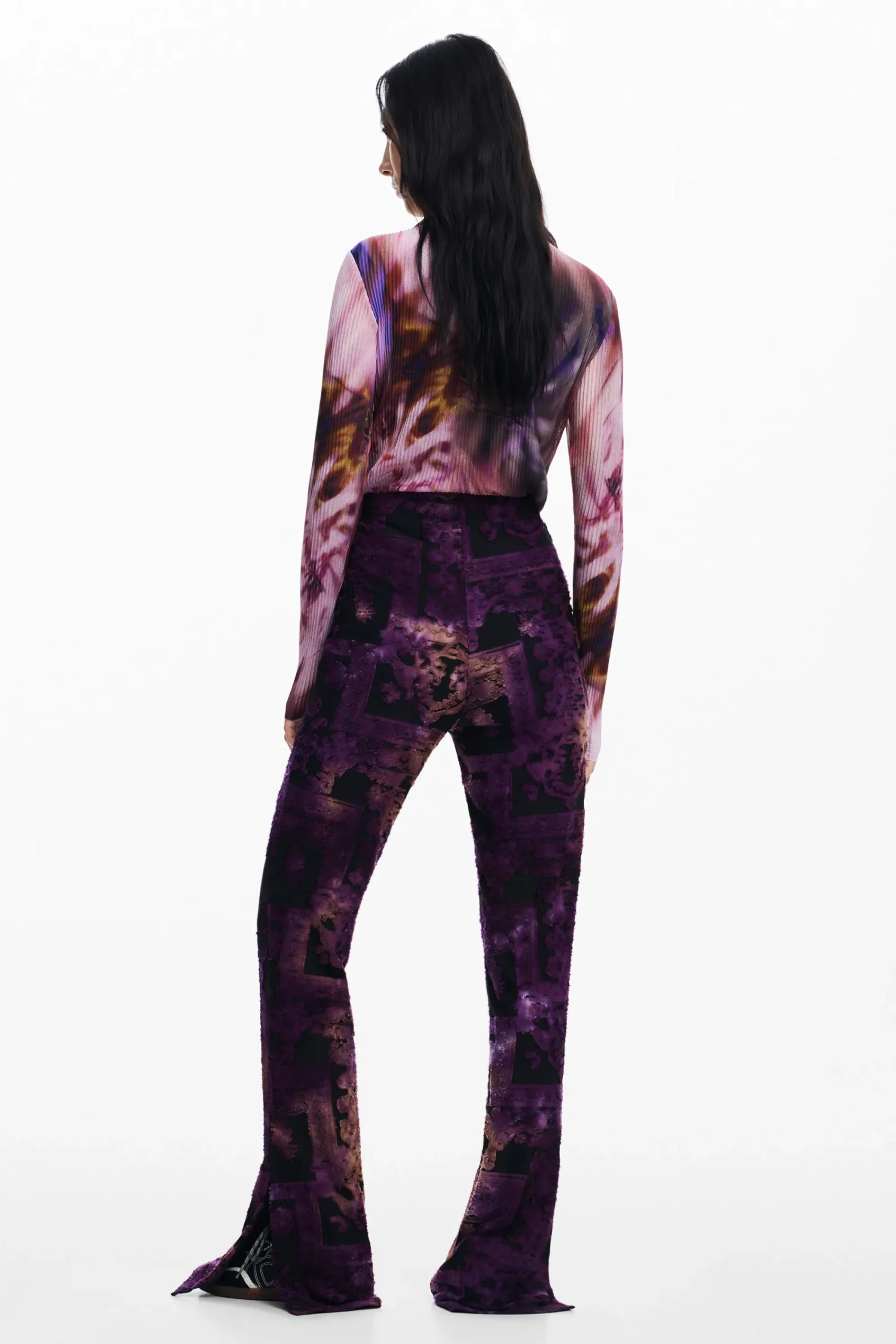 Pantalones-Desigual Pantalón campana devoré