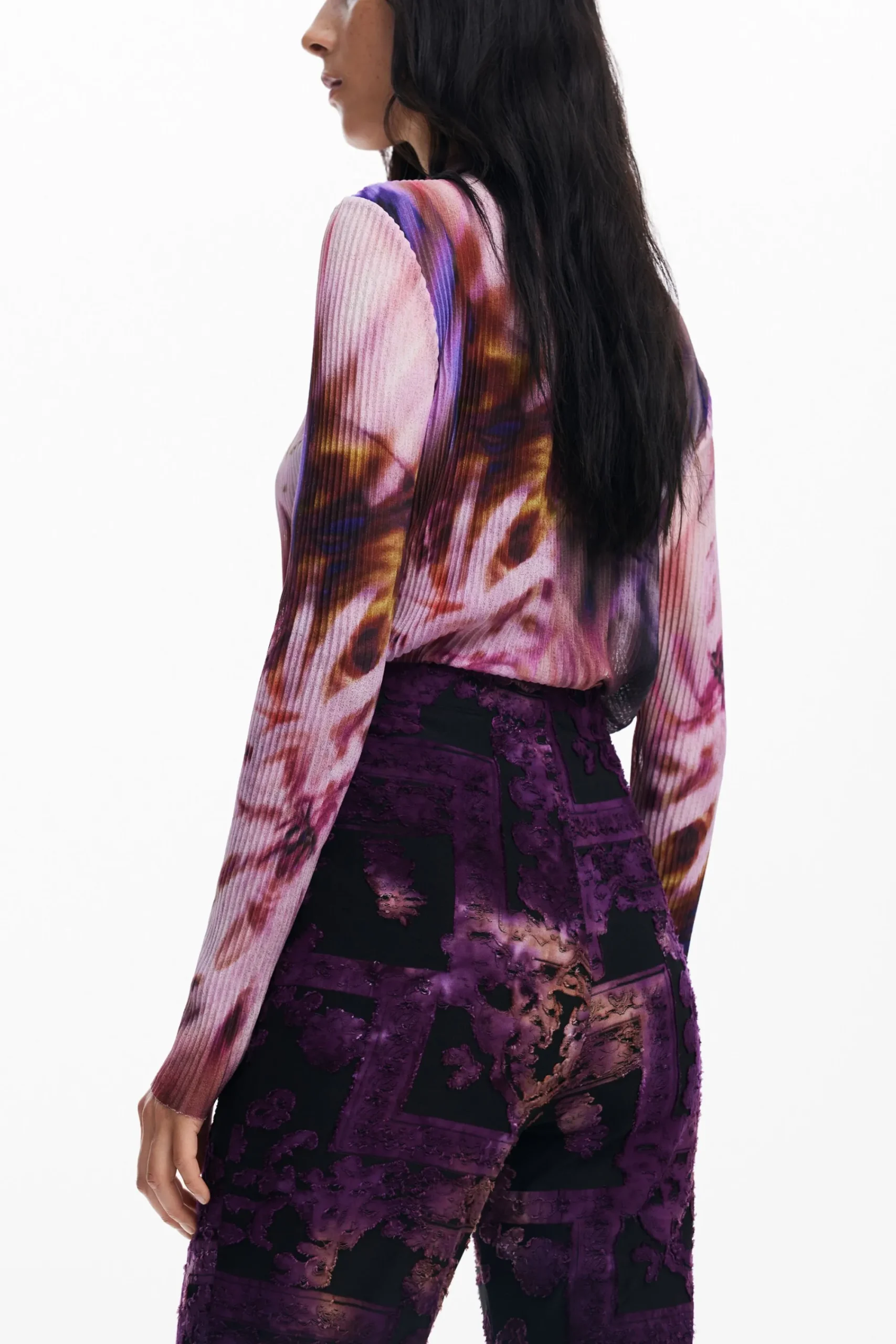 Pantalones-Desigual Pantalón campana devoré