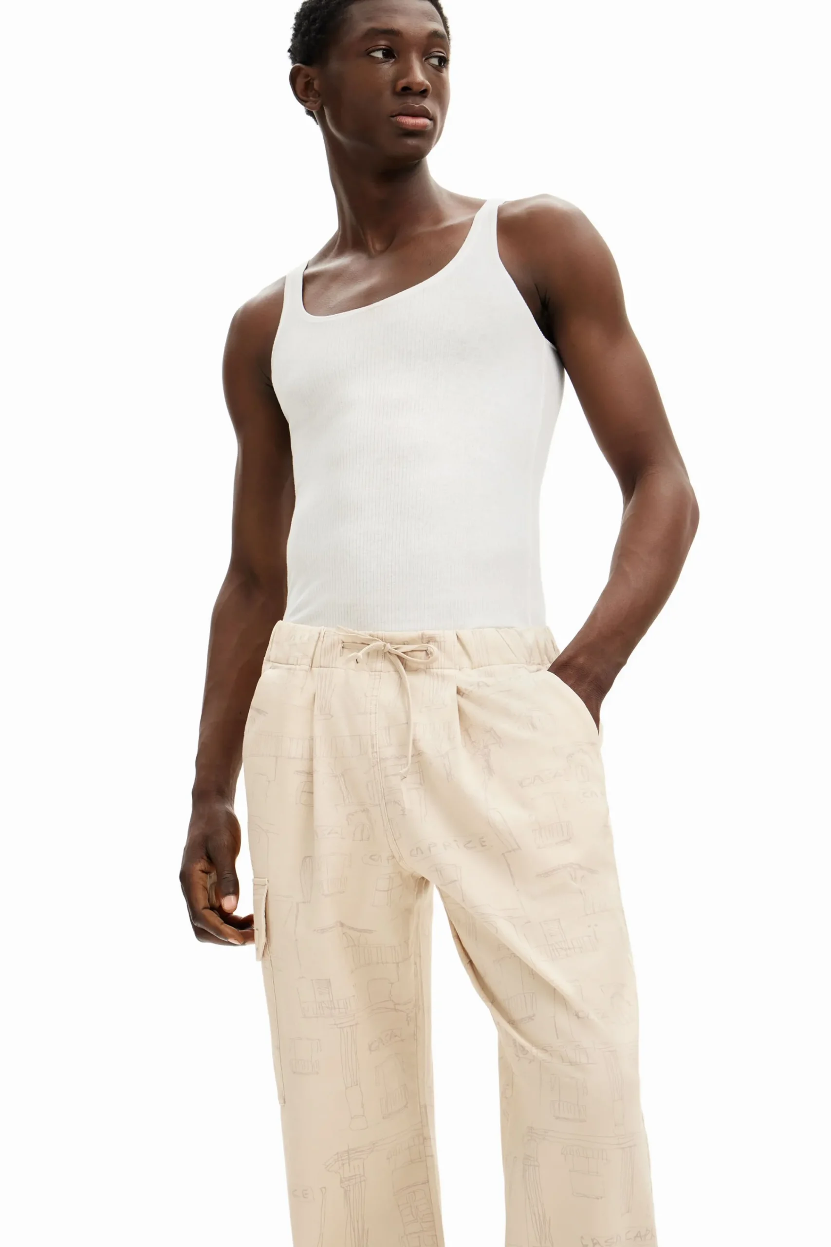 Jeans Y Pantalones-Desigual Pantalón cargo estampado