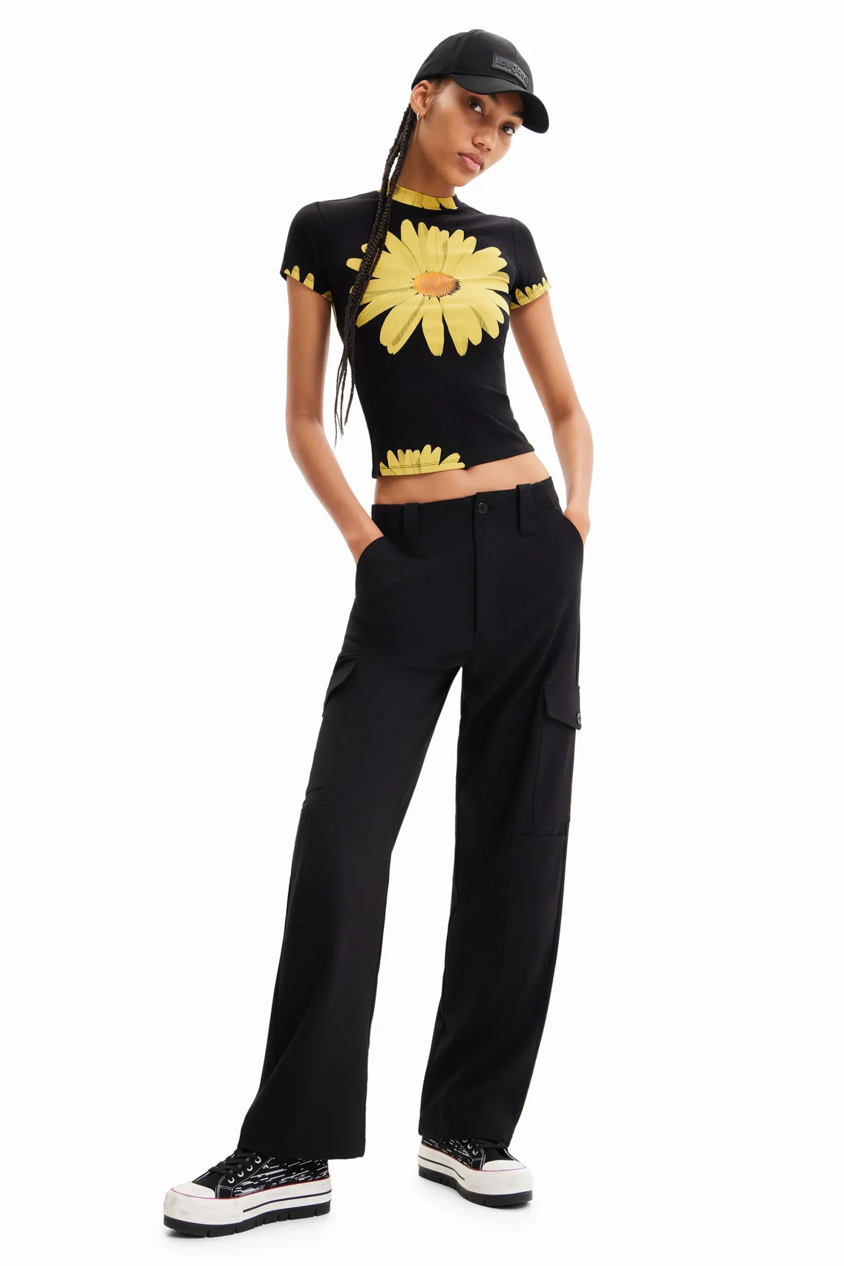Pantalones-Desigual Pantalón cargo fluido