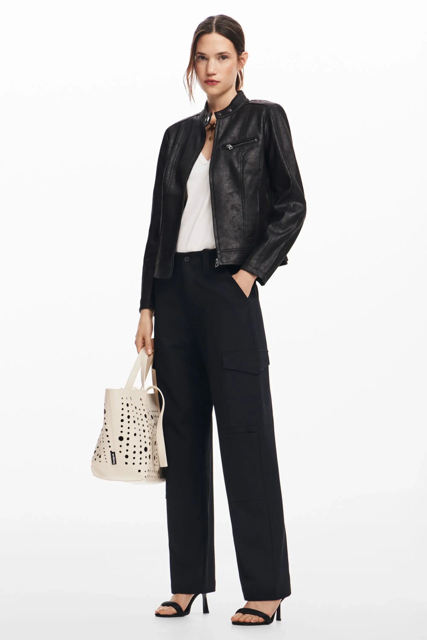 Pantalones-Desigual Pantalón cargo fluido