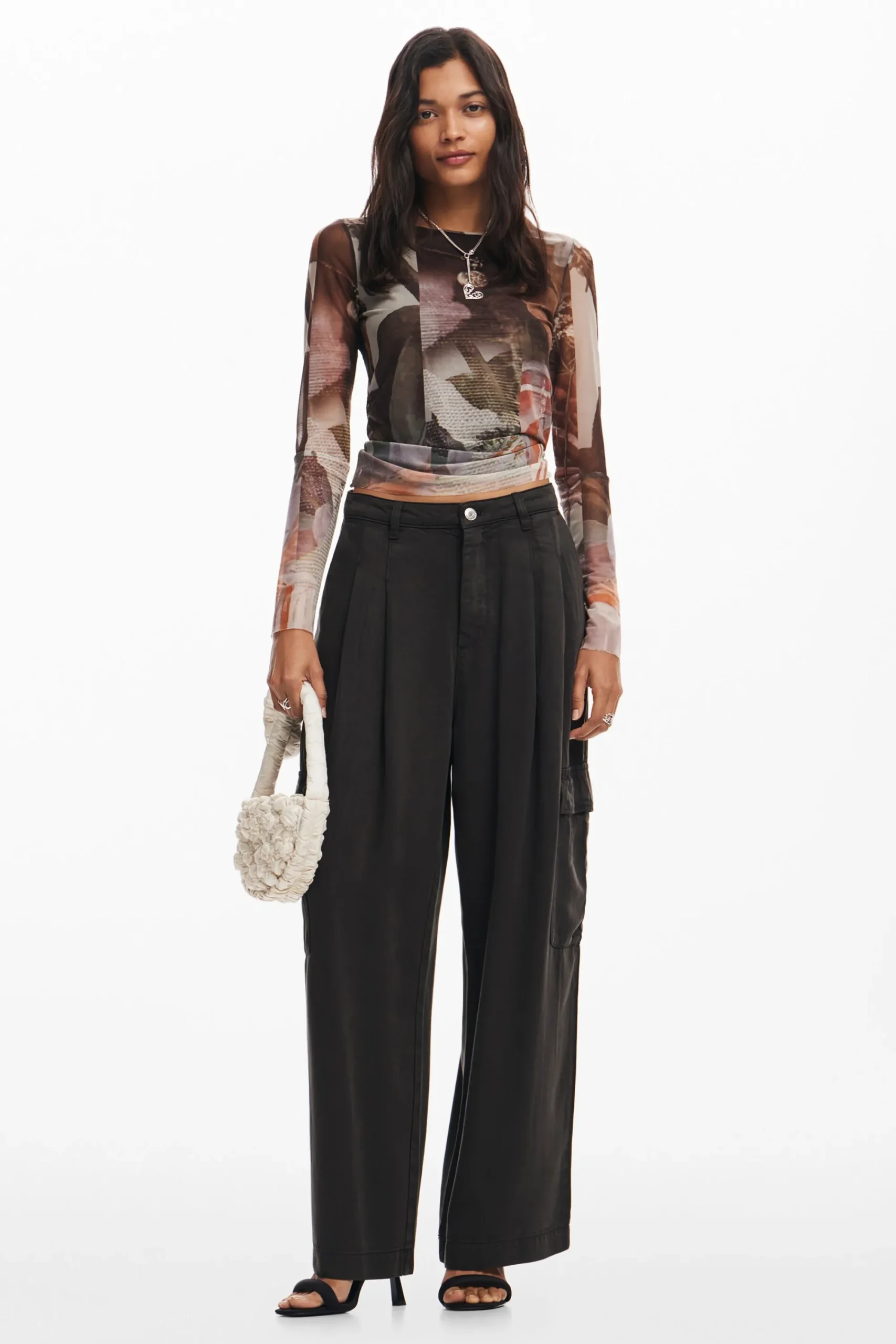 Pantalones-Desigual Pantalón cargo fluido
