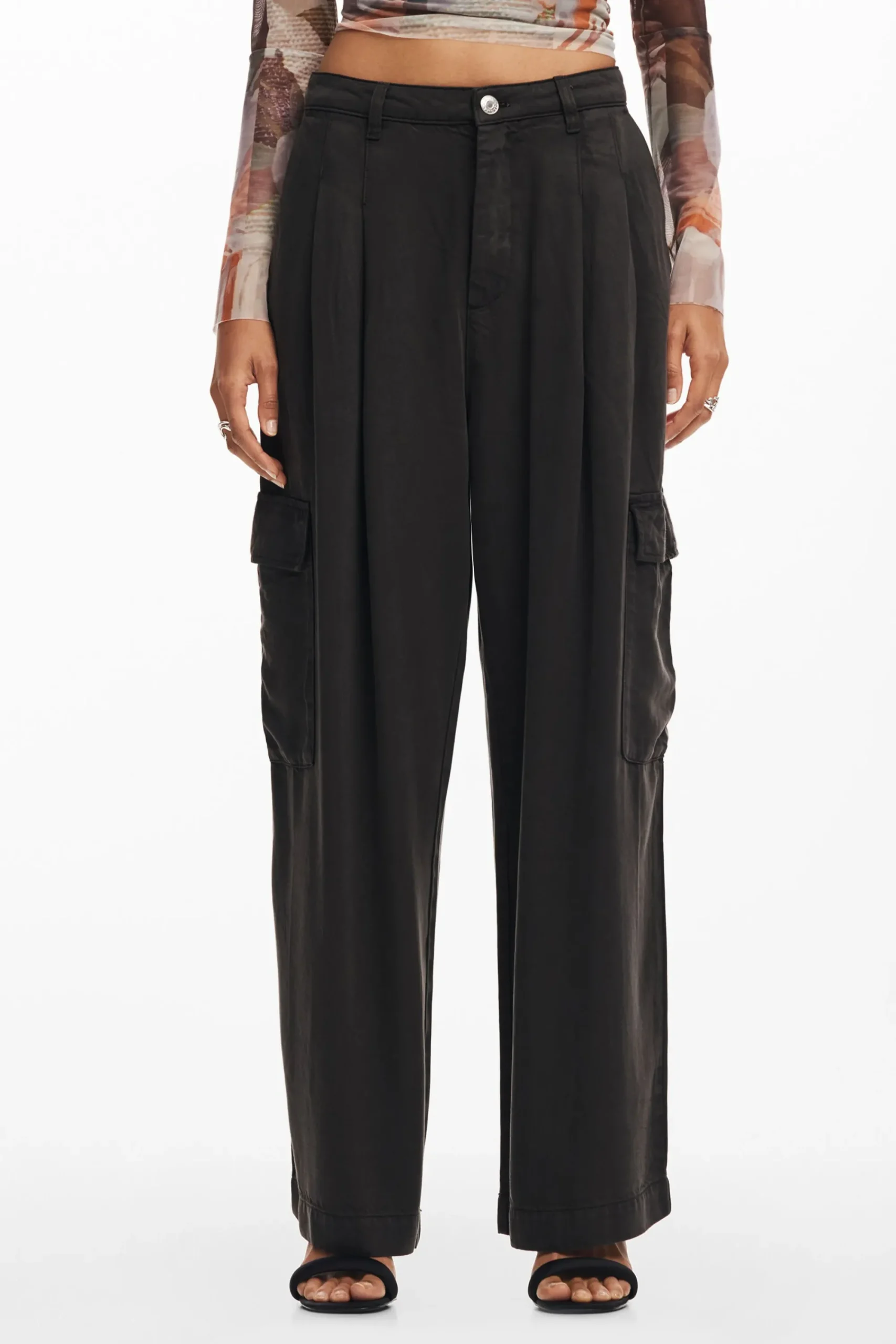 Pantalones-Desigual Pantalón cargo fluido