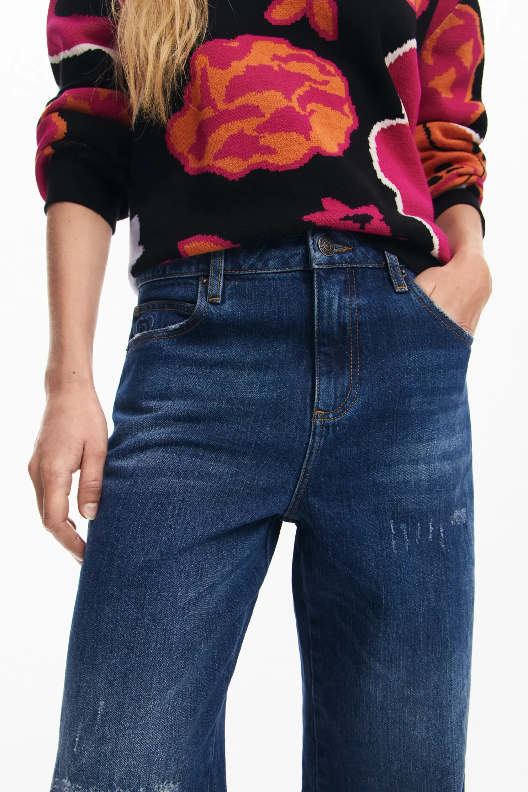 Vaqueros|Pantalones-Desigual Pantalón culotte denim