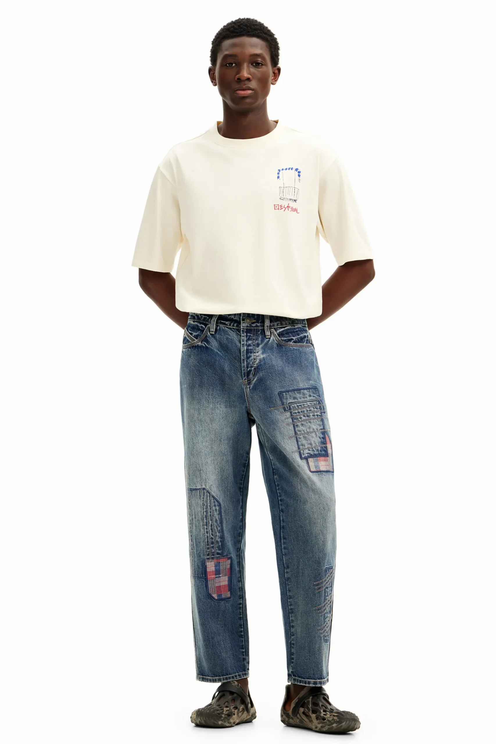 Jeans Y Pantalones-Desigual Pantalón denim parcheado