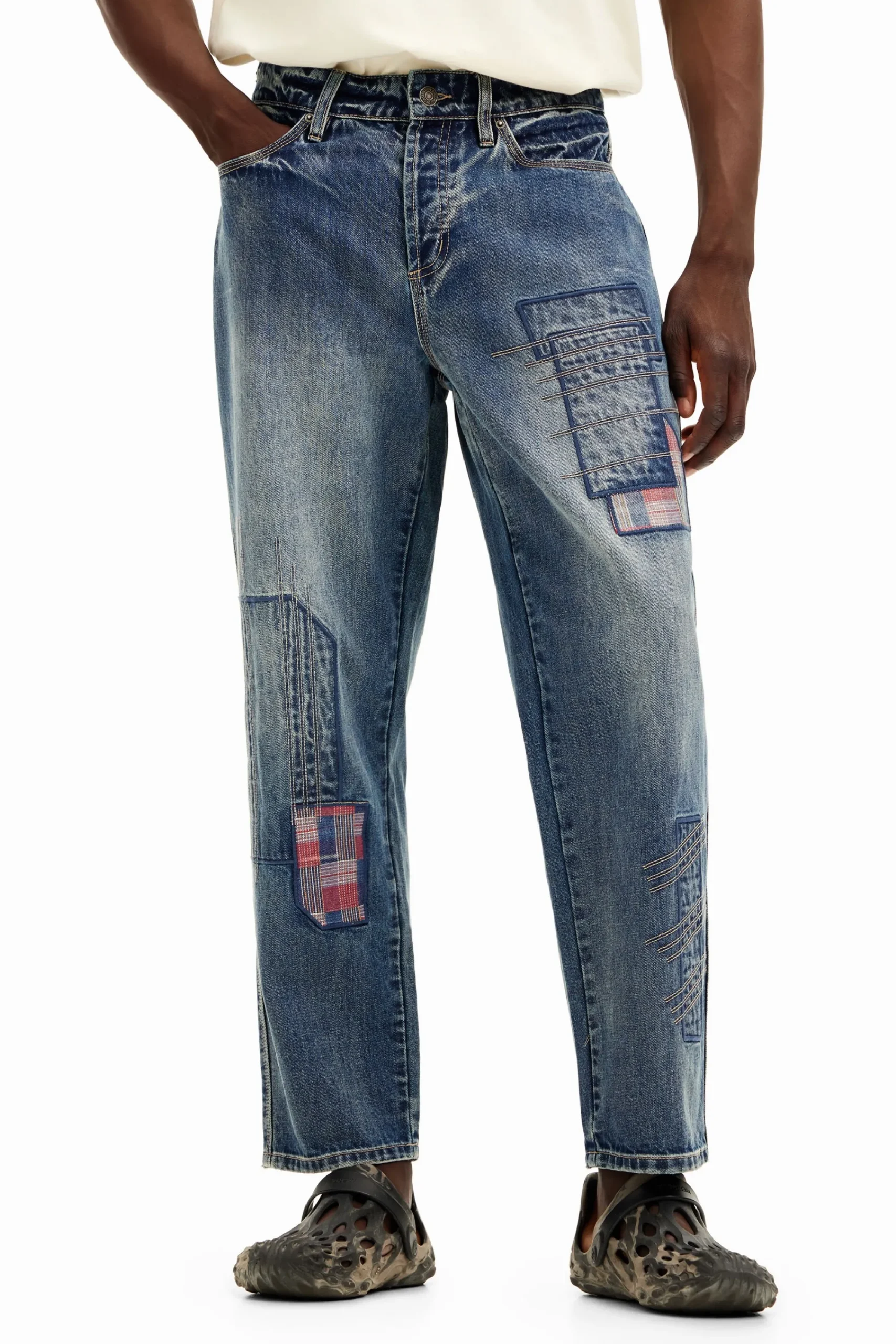 Jeans Y Pantalones-Desigual Pantalón denim parcheado
