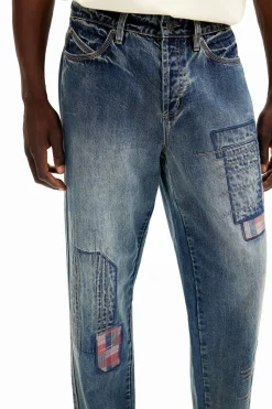 Jeans Y Pantalones-Desigual Pantalón denim parcheado