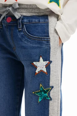 Faldas Y Pantalones-Desigual Pantalón jogger canalé estrellas