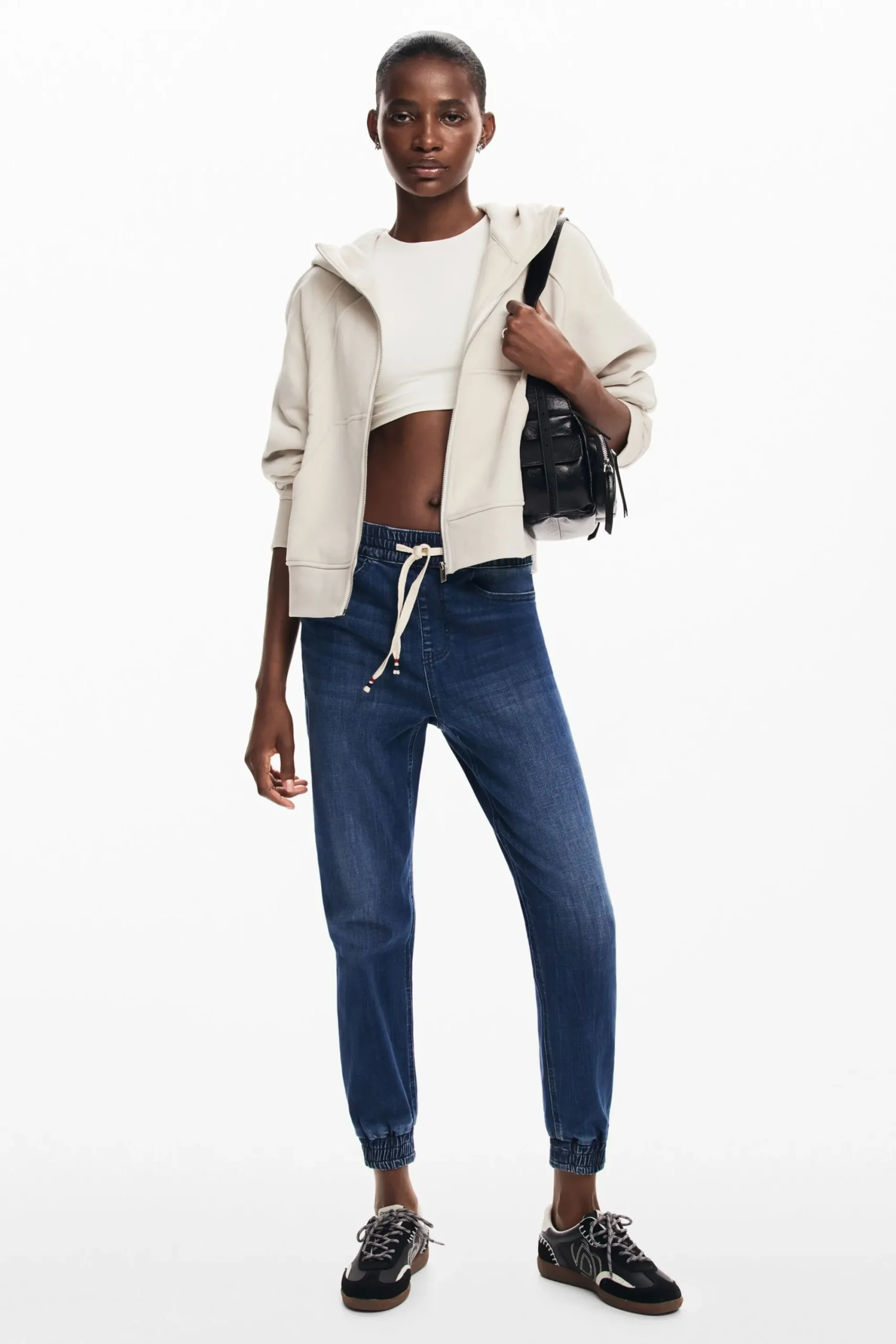 Vaqueros|Pantalones-Desigual Pantalón jogger tejido vaquero