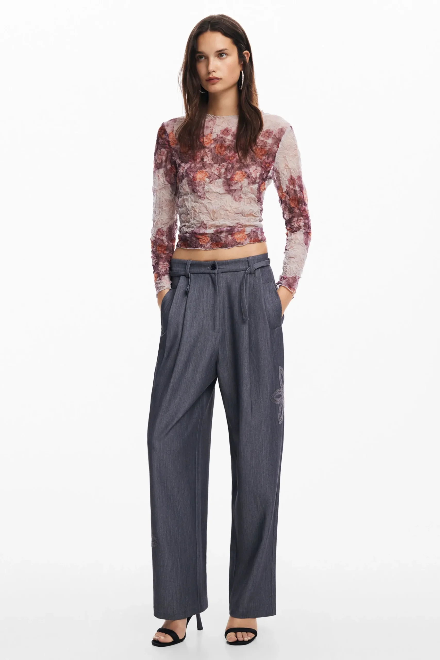 Pantalones-Desigual Pantalón largo recto