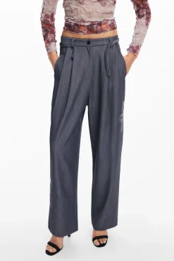 Pantalones-Desigual Pantalón largo recto