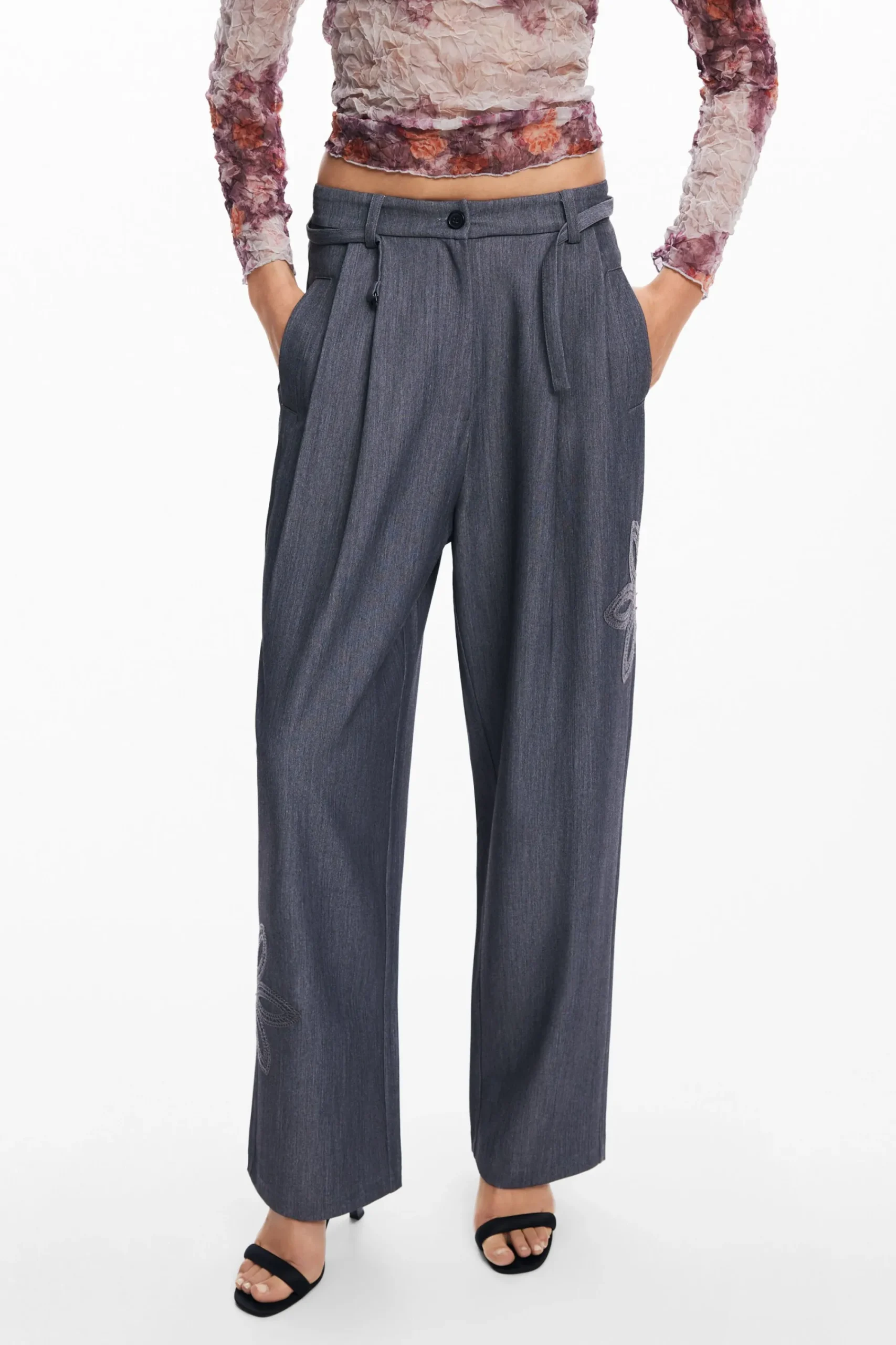 Pantalones-Desigual Pantalón largo recto