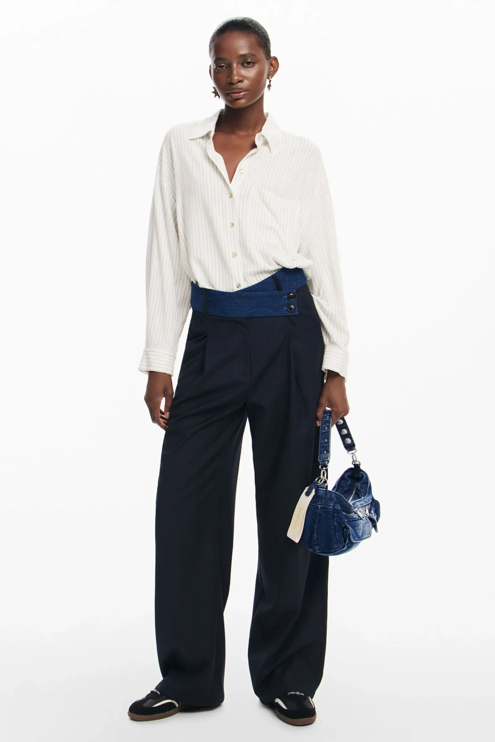 Pantalones-Desigual Pantalón sastre combinado