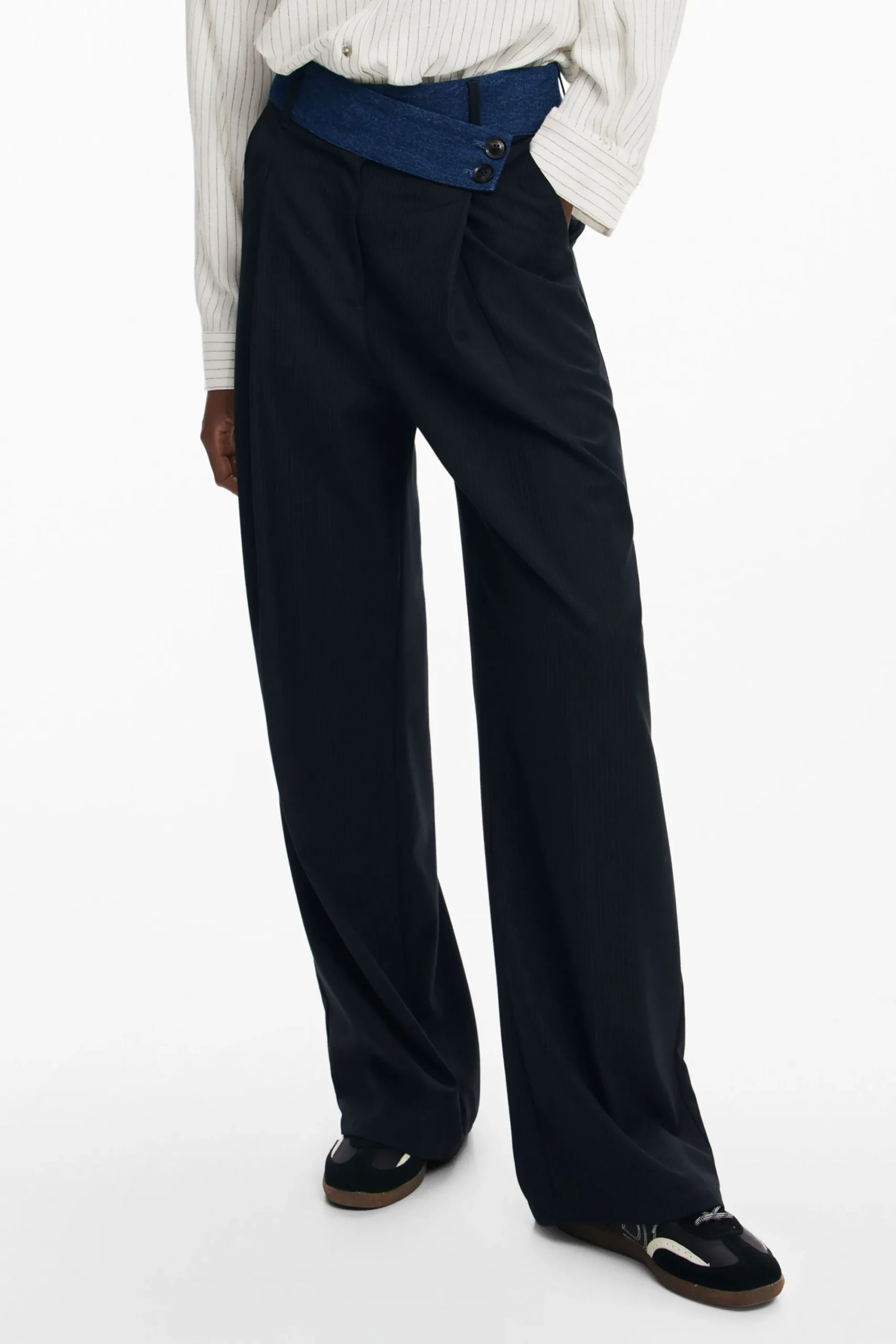 Pantalones-Desigual Pantalón sastre combinado