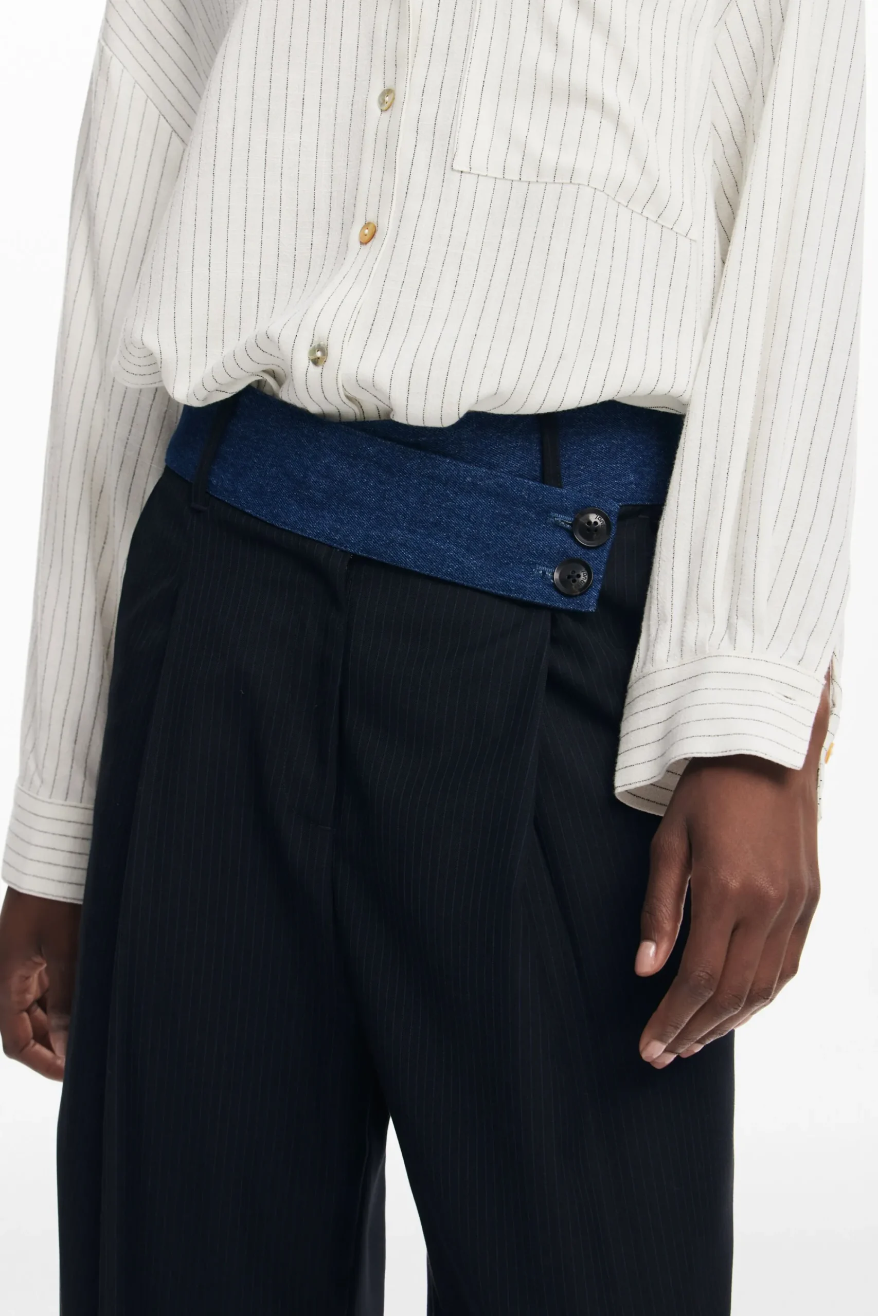 Pantalones-Desigual Pantalón sastre combinado