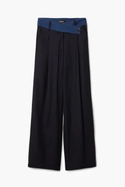 Pantalones-Desigual Pantalón sastre combinado