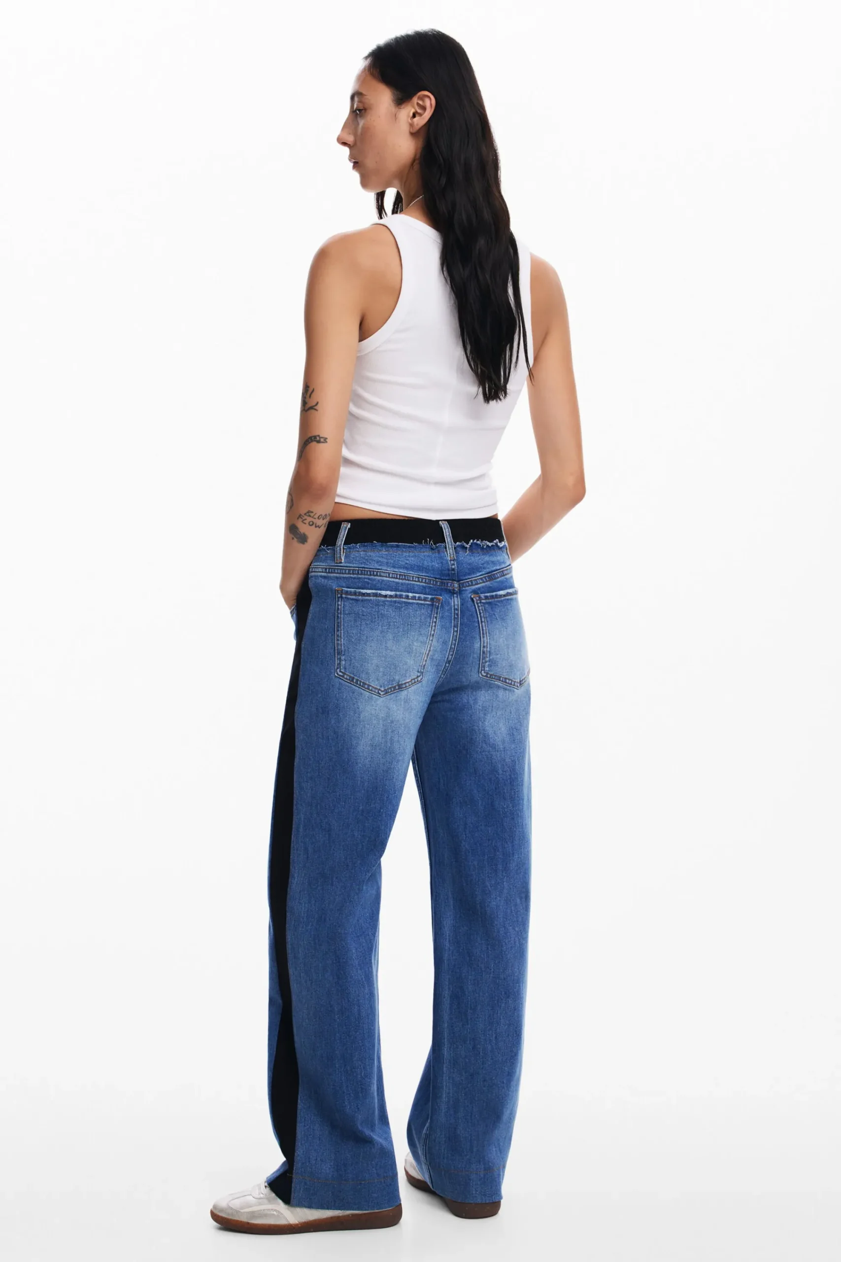 Vaqueros|Pantalones-Desigual Pantalón vaquero combinado