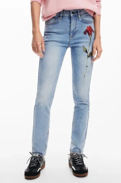 Vaqueros|Pantalones-Desigual Pantalón vaquero rosa