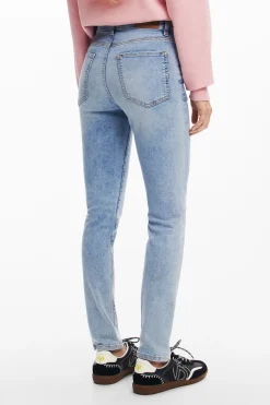 Vaqueros|Pantalones-Desigual Pantalón vaquero rosa