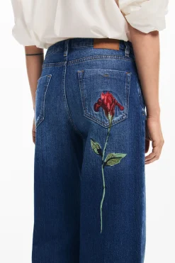 Vaqueros|Pantalones-Desigual Pantalones culotte rosa
