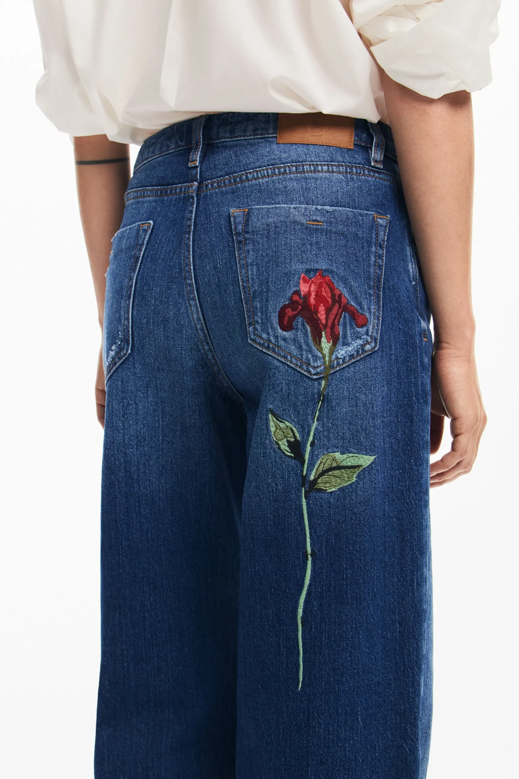 Vaqueros|Pantalones-Desigual Pantalones culotte rosa