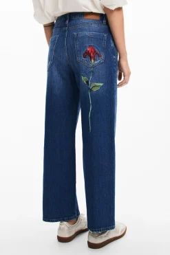 Vaqueros|Pantalones-Desigual Pantalones culotte rosa