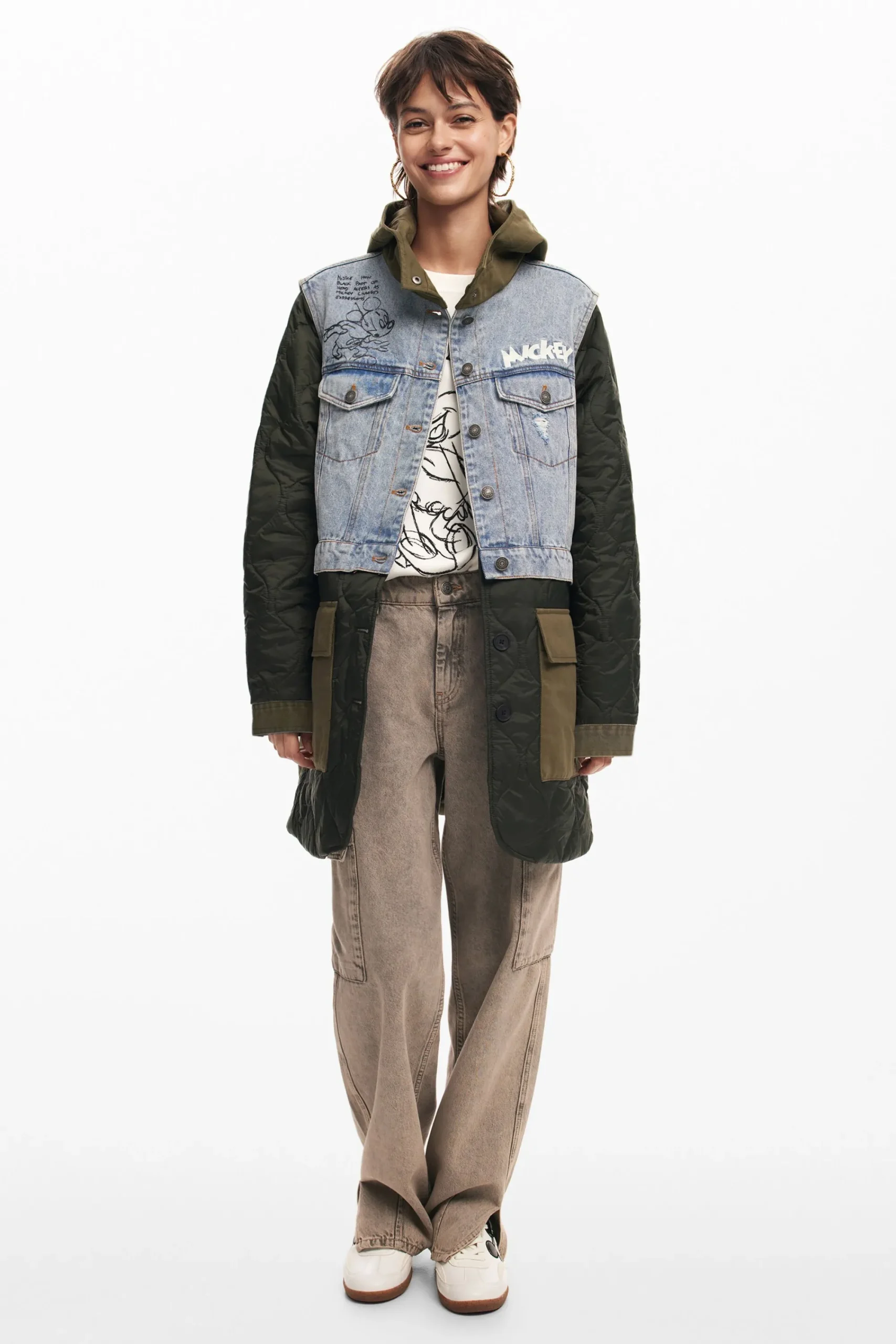 Abrigos Y Chaquetas-Desigual Parca híbrida capucha Mickey