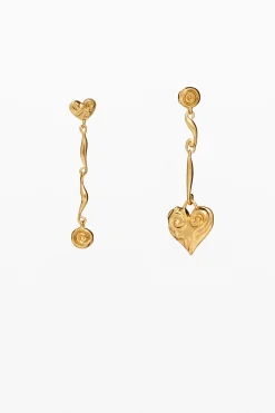 Joyería-Desigual Pendientes asimétricos baño oro Zalio