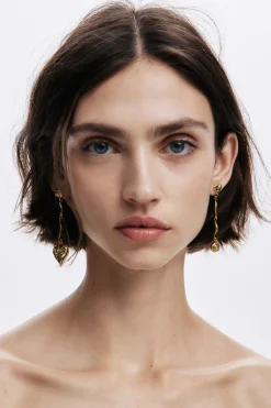 Joyería-Desigual Pendientes asimétricos baño oro Zalio