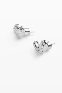 Joyería-Desigual Pendientes botón corazón baño plata Zalio