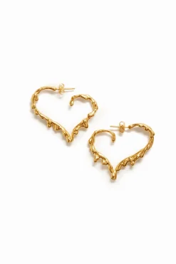 Joyería-Desigual Pendientes corazón baño oro Zalio