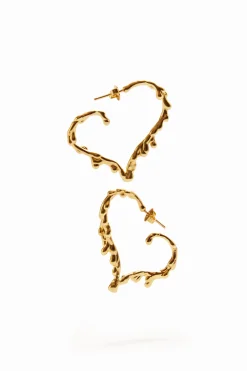 Joyería-Desigual Pendientes corazón baño oro Zalio