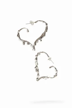 Joyería-Desigual Pendientes corazón baño plata Zalio