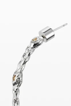 Joyería-Desigual Pendientes de aro trenza baño plata Zalio