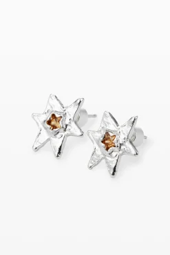 Joyería-Desigual Pendientes estrella baño plata Zalio