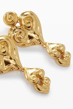 Joyería-Desigual Pendientes triple corazón baño oro Zalio