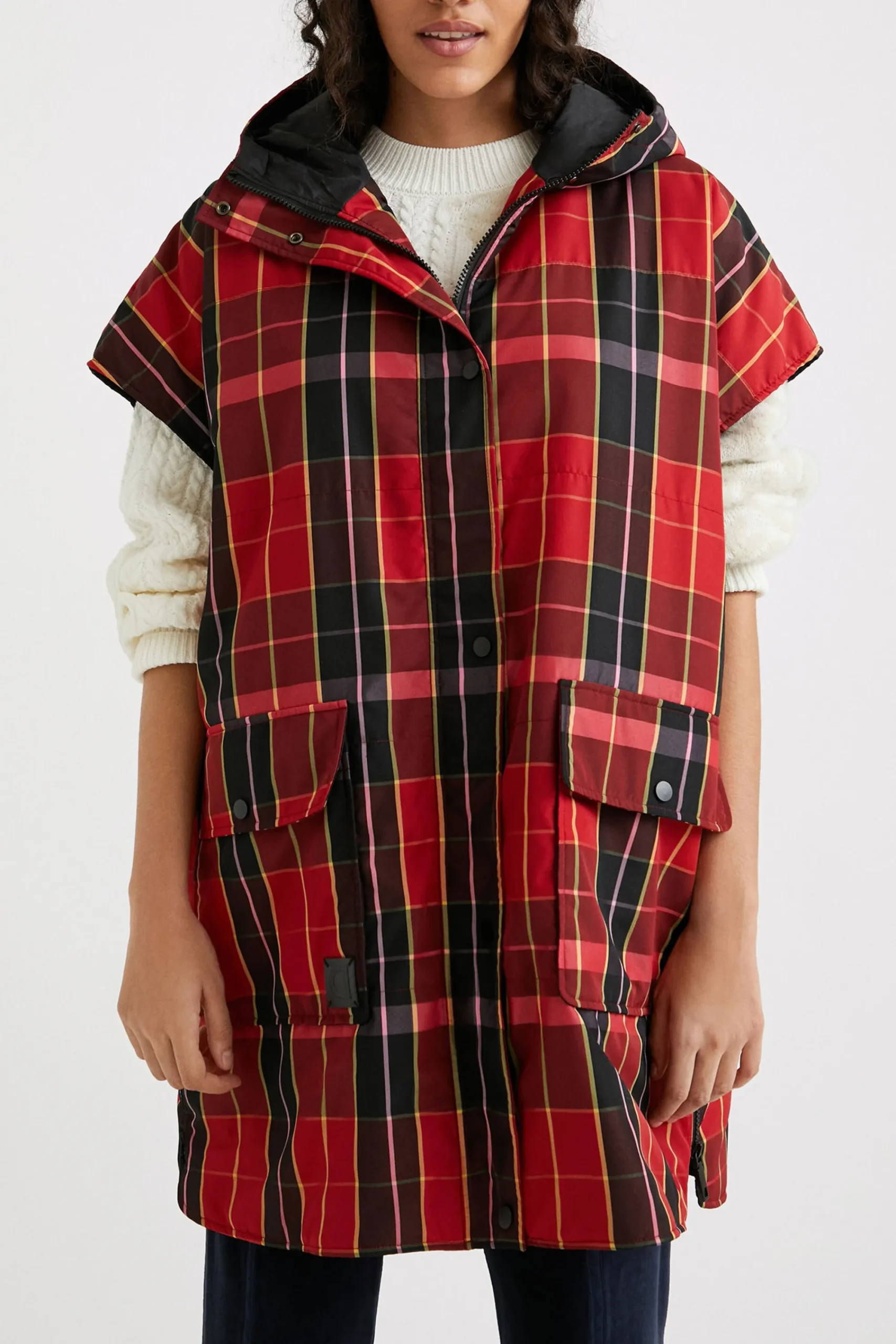 Bufandas Y Pañuelos-Desigual Poncho chaleco tartán