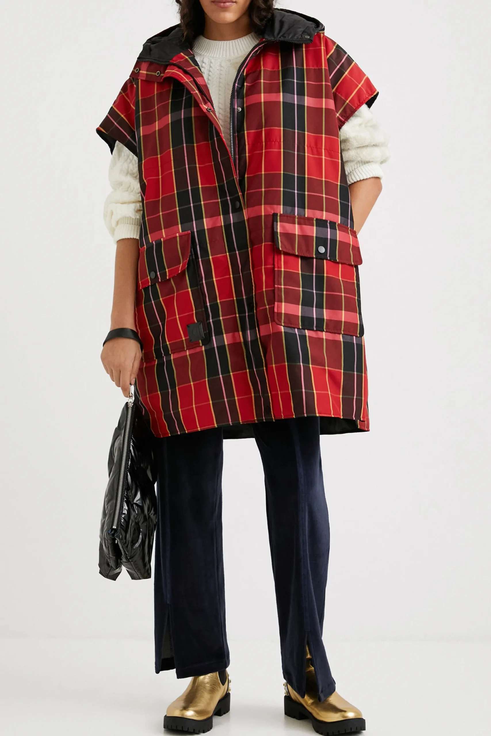 Bufandas Y Pañuelos-Desigual Poncho chaleco tartán