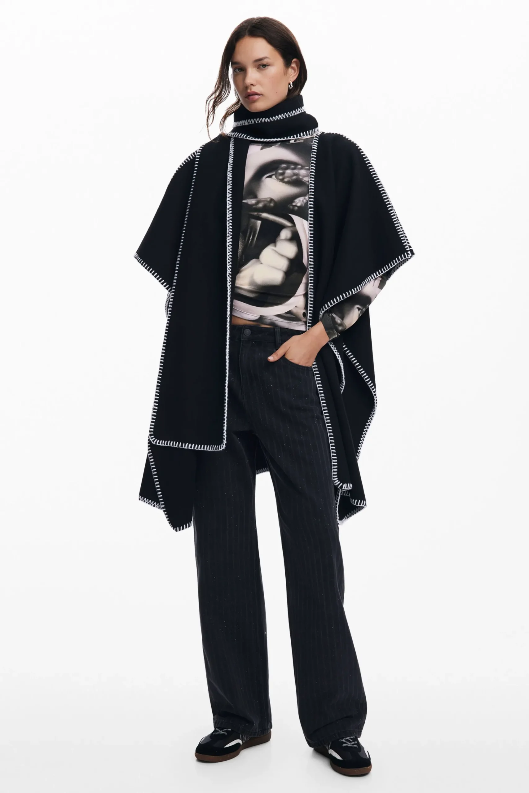 Bufandas Y Pañuelos|Ponchos-Desigual Poncho con bufanda