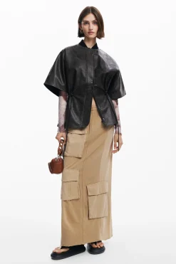 Bufandas Y Pañuelos|Ponchos-Desigual Poncho efecto piel