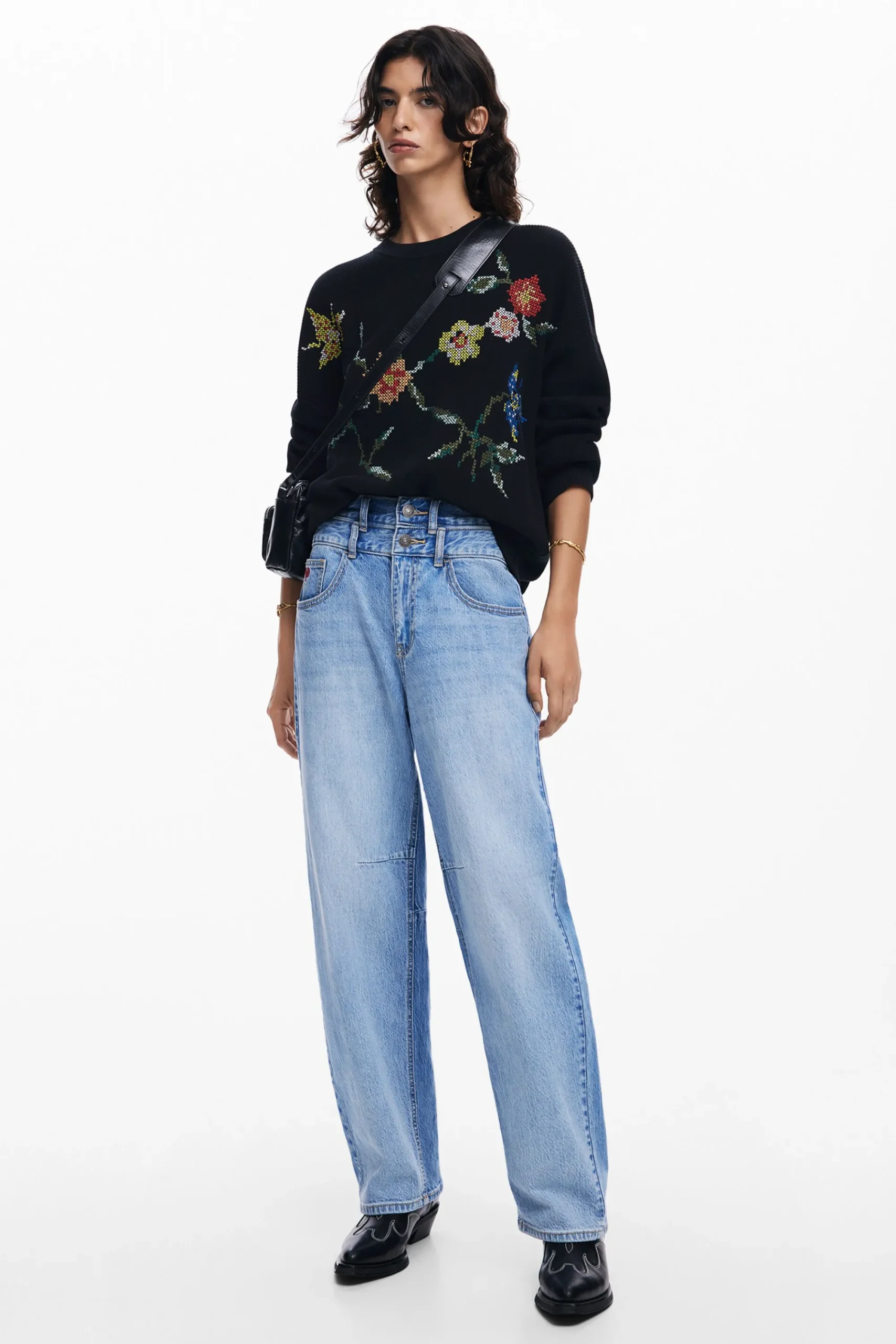 Ropa De Punto|Jerséis-Desigual Sudadera bordado flores