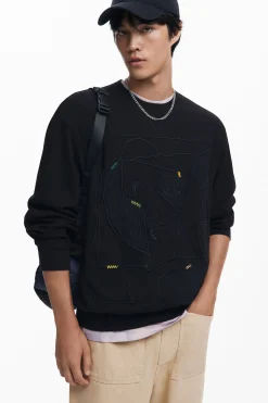 Jerséis Y Sudaderas-Desigual Sudadera bordados contraste