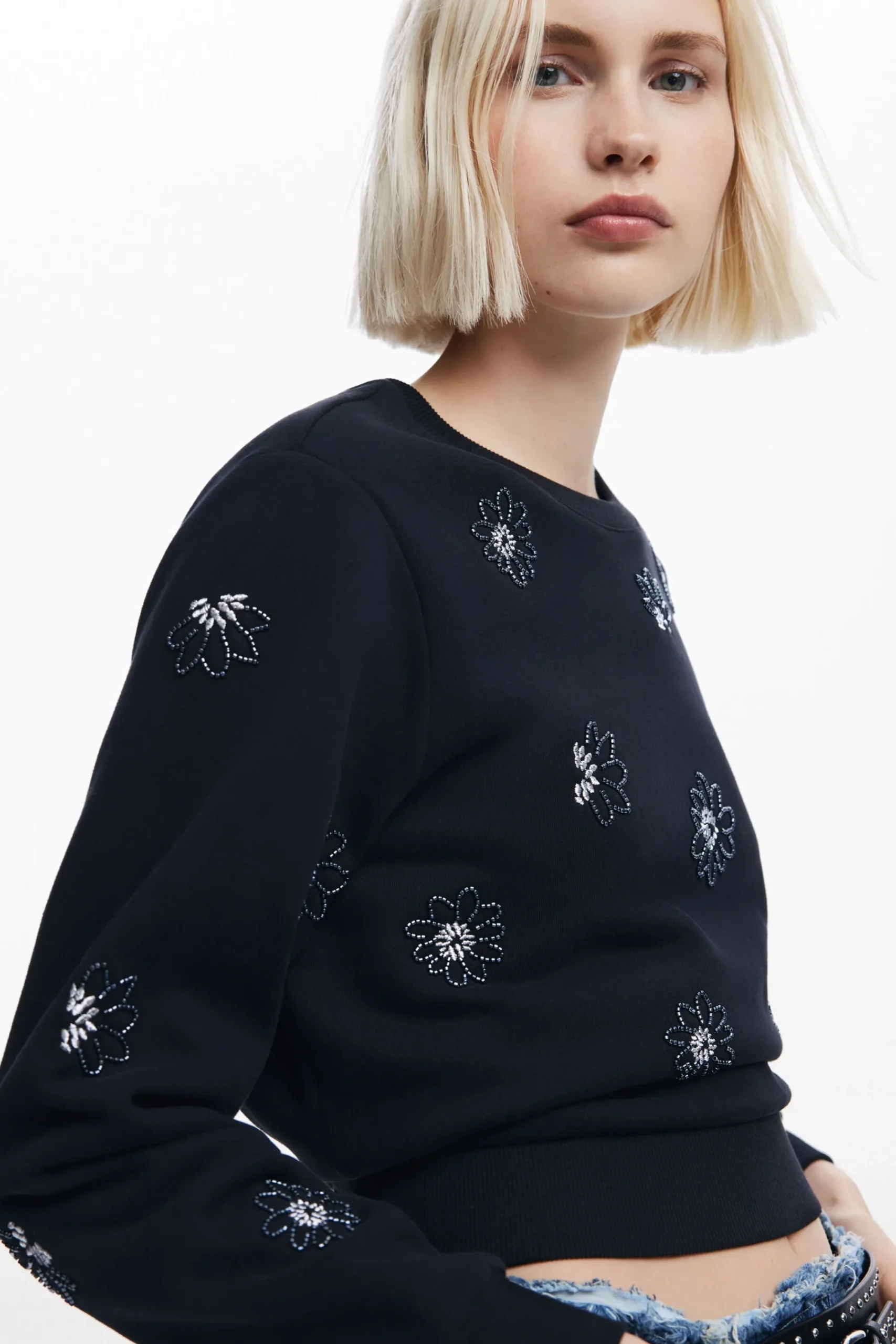 Sudaderas|Jerséis-Desigual Sudadera flores joya