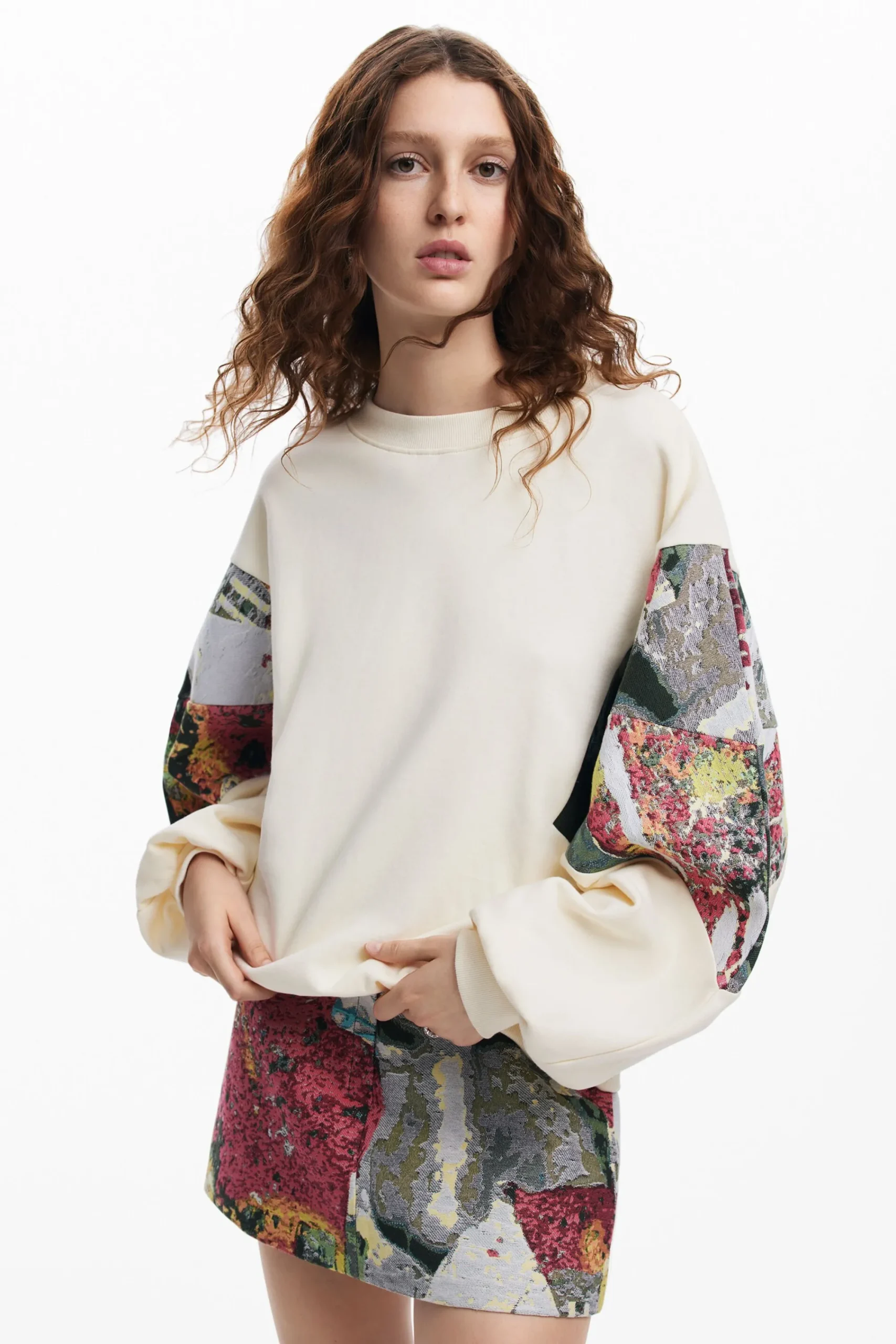 Sudaderas|Jerséis-Desigual Sudadera mangas estampadas M. Christian Lacroix