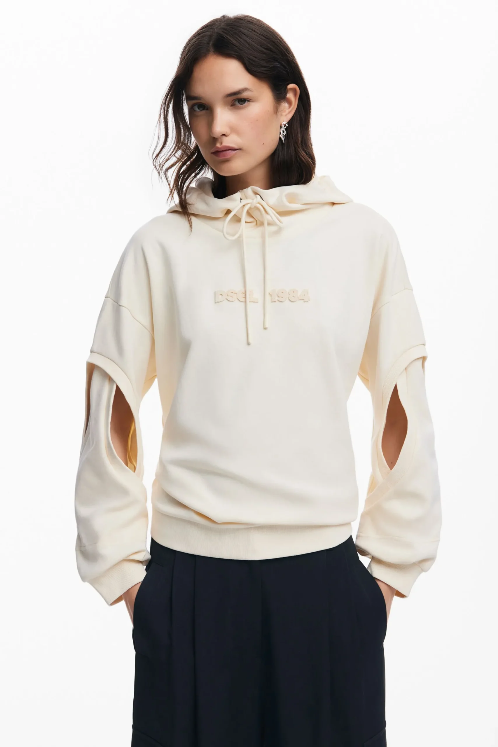 Sudaderas|Jerséis-Desigual Sudadera oversize abertura mangas