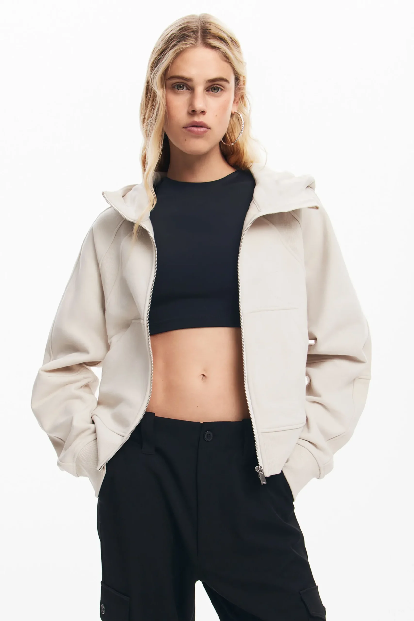 Sudaderas|Jerséis-Desigual Sudadera oversize capucha